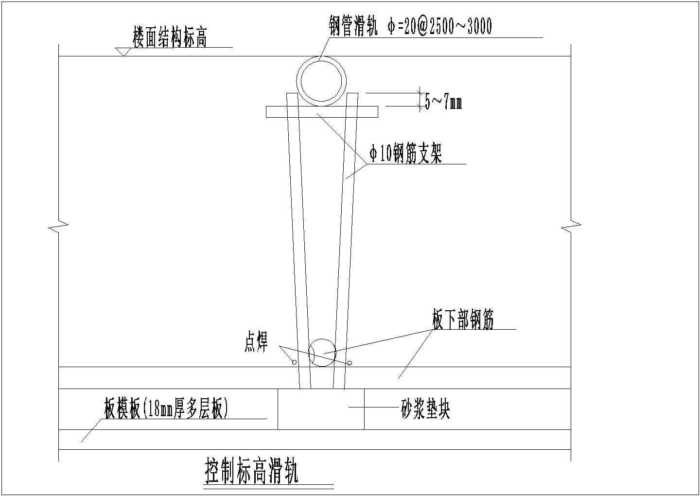 某工程控制标高滑轨设计CAD参考图