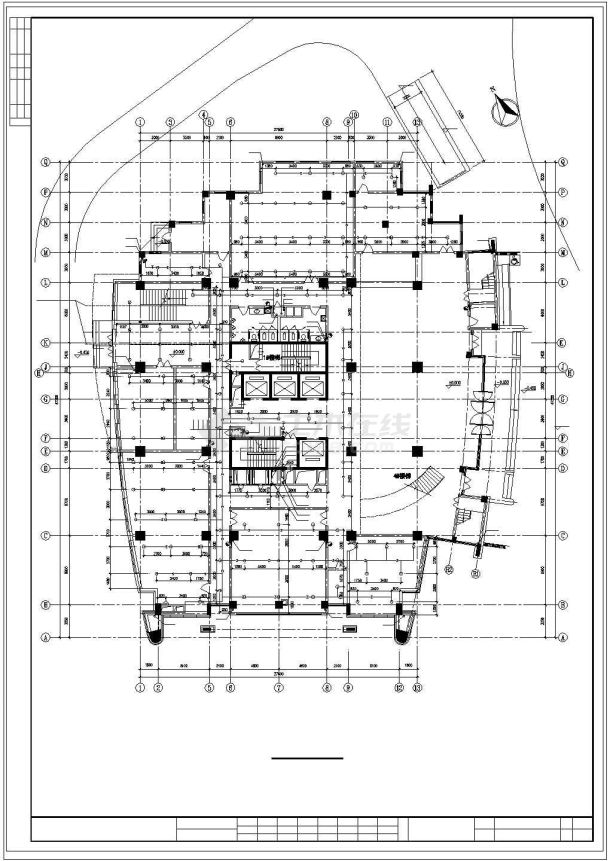 北方某高层办公大楼建筑cad平立剖面设计施工图纸-图二