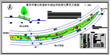 某街道新中线延伸段绿化平面cad设计图-图二