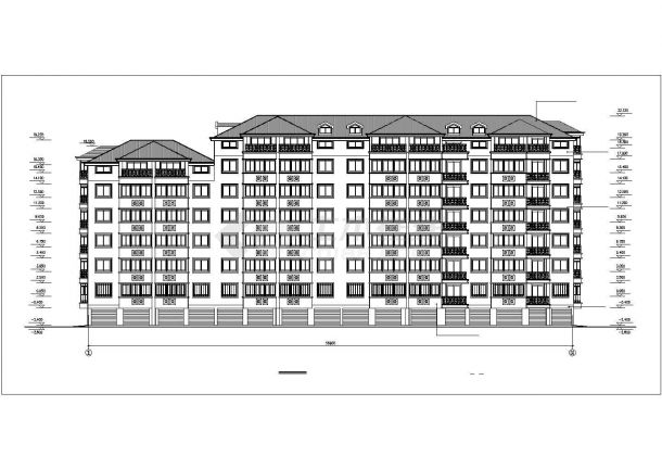 3800平米左右6层框混结构住宅楼建筑设计CAD图纸（含阁楼）-图一