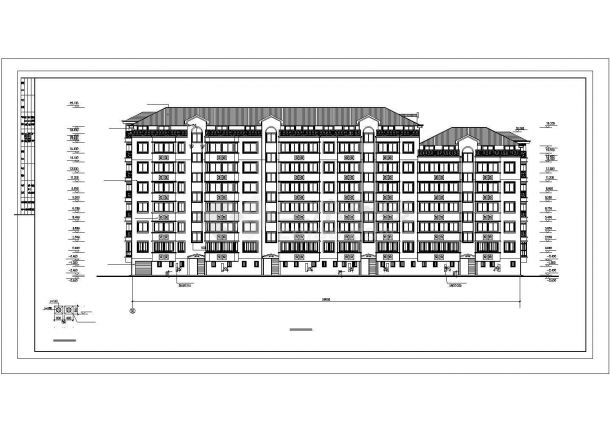 3800平米左右6层框混结构住宅楼建筑设计CAD图纸（含阁楼）-图二