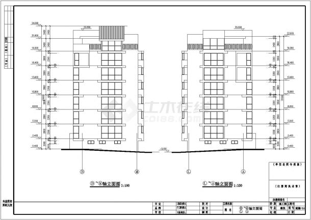 3700平米左右6+1层框混结构住宅楼建筑设计CAD图纸（含阁楼）-图一