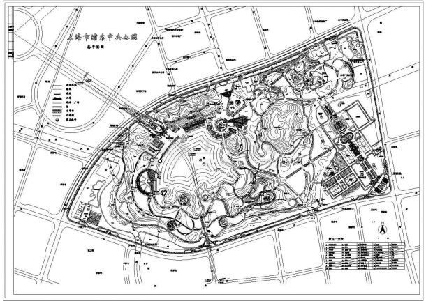 公园广场绿化CAD图纸-某中央公园规划总平面图-图一
