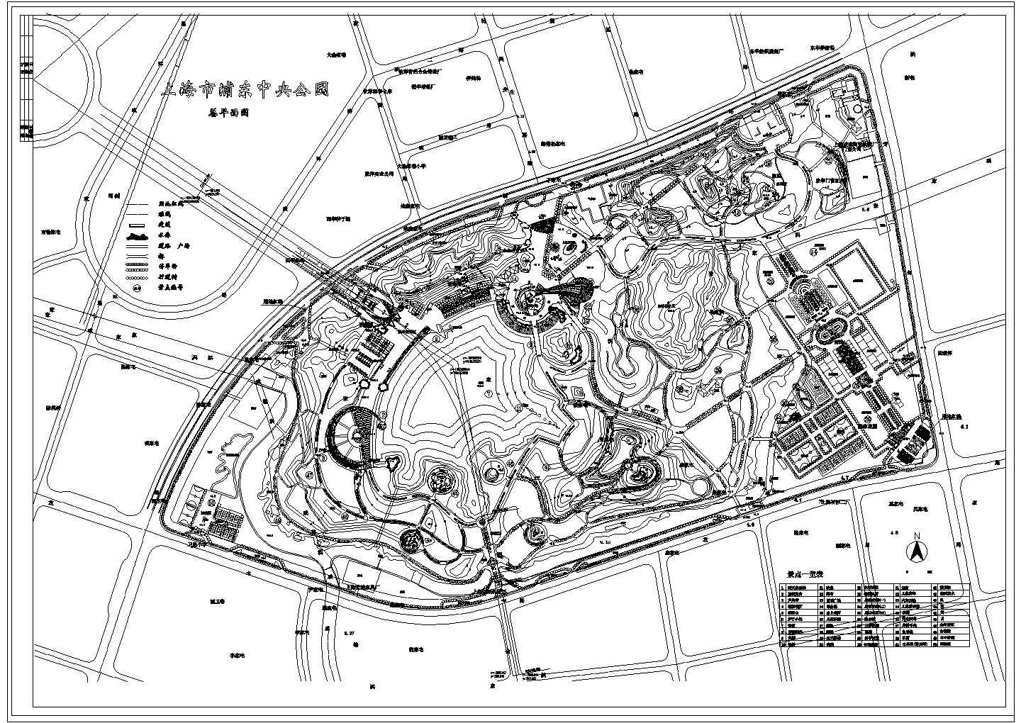 公园广场绿化CAD图纸-某中央公园规划总平面图