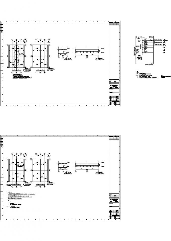 某工业区轻型钢结构自行车棚建筑设计施工CAD图纸_图1