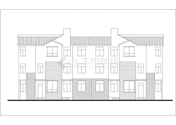 190+180平米3层砖混结构双拼别墅平立剖面CAD设计图纸-图一