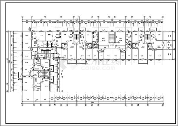 湖州市某小区7600平米6层框混结构住宅楼平面CAD设计图纸-图二