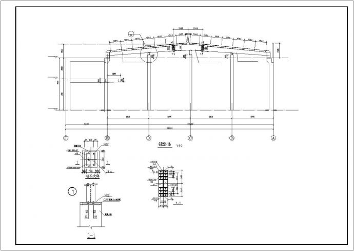 某工业区劳斯莱斯钢构展厅结构设计施工CAD图纸_图1