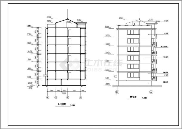 江苏3A建施底商私人住宅楼设计CAD详细建筑施工图-图二