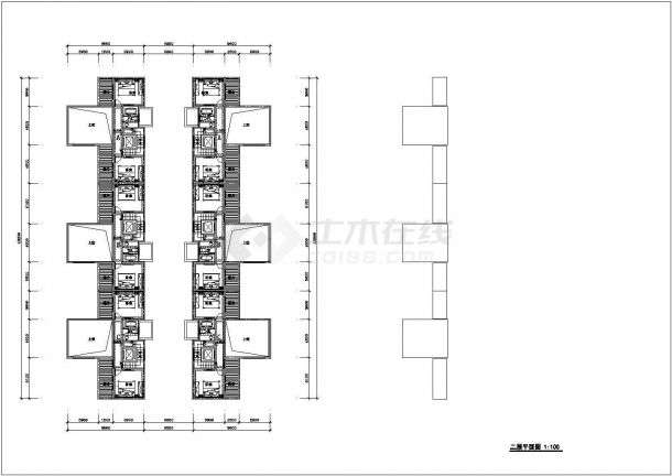 北京市房山区某3层砖混结构合院式别墅住宅楼全套平面设计CAD图纸-图二