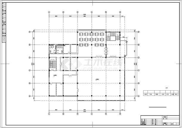 4层3911.42平米某市体育学院学生食堂建筑设计图（长33米 宽30米）-图一