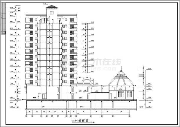 河北21-A1栋剖面底商私人住宅楼设计CAD详细建筑施工图-图一