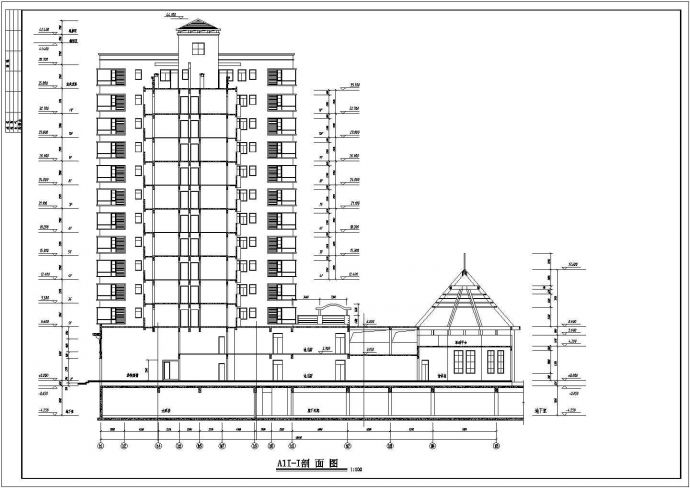 河北21-A1栋剖面底商私人住宅楼设计CAD详细建筑施工图_图1