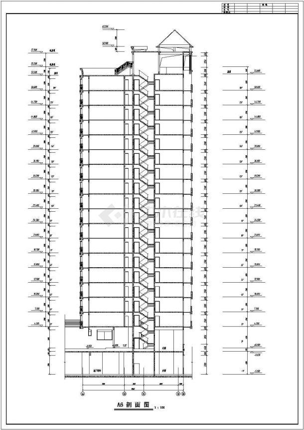 河北21-A1栋剖面底商私人住宅楼设计CAD详细建筑施工图-图二