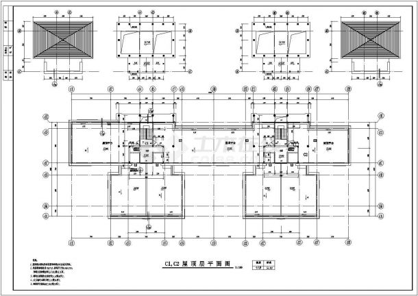 山西54-57C1栋标准复式平面布置设计全套施工cad图-图一