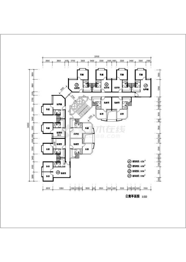 江苏平面住宅建筑底商私人住宅楼设计CAD详细建筑施工图-图二