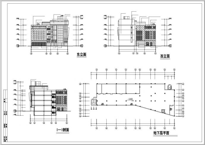 某地五层商场平立剖面建筑设计cad施工图_图1