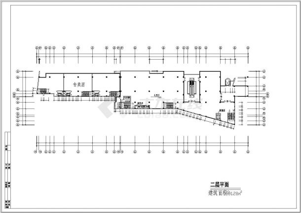 某地五层商场平立剖面建筑设计cad施工图-图二