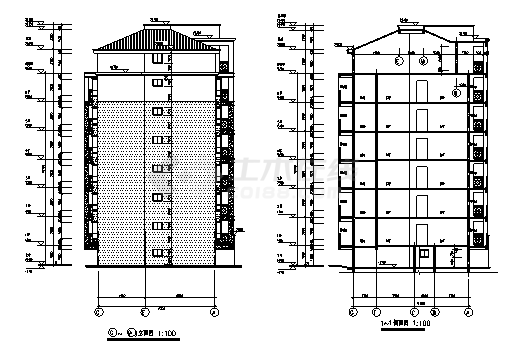 住宅楼设计_某地七层框架结构住宅楼全套施工cad图(含建筑、结构图，平面图，网络图)-图二