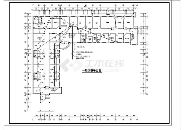 长49.2米 宽38.1米[不含坡道] 3层L型县医院综合楼电气设计图-图一