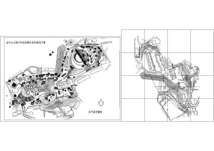 某公园规划图建筑全套cad图，含效果图_图1