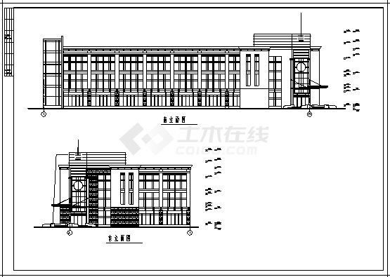 2000平米某市经济开发区三层办公楼全套施工cad图(含施工组织，计算书)-图一