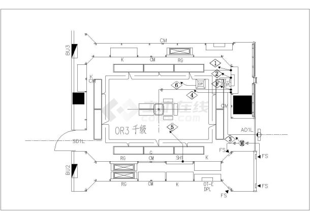 某手术室电气设计详细CAD构造图纸-图一