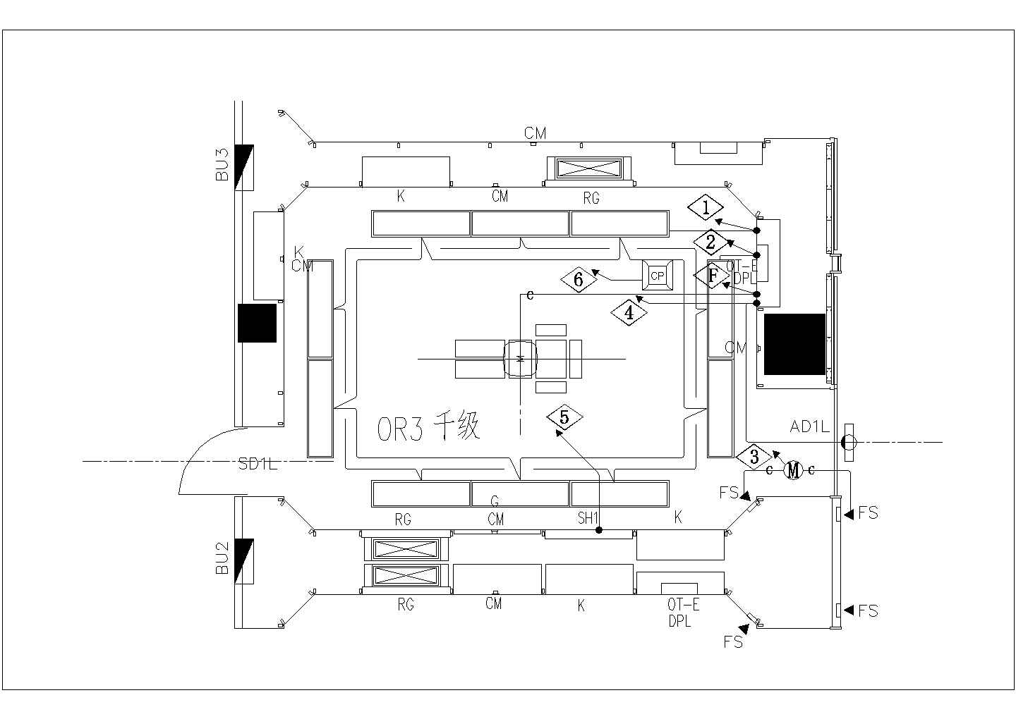 某手术室电气设计详细CAD构造图纸