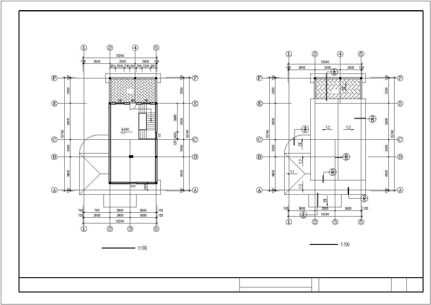 某带阁楼别墅CAD建筑施工图