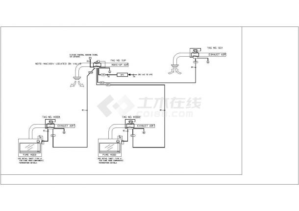 实验室通风柜与排烟罩设计cad施工图-图一