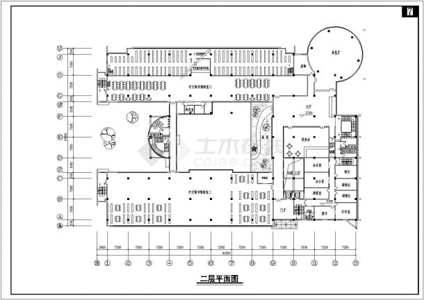 四川农大图书馆设计cad全套建筑施工图（含总平面图）-图一