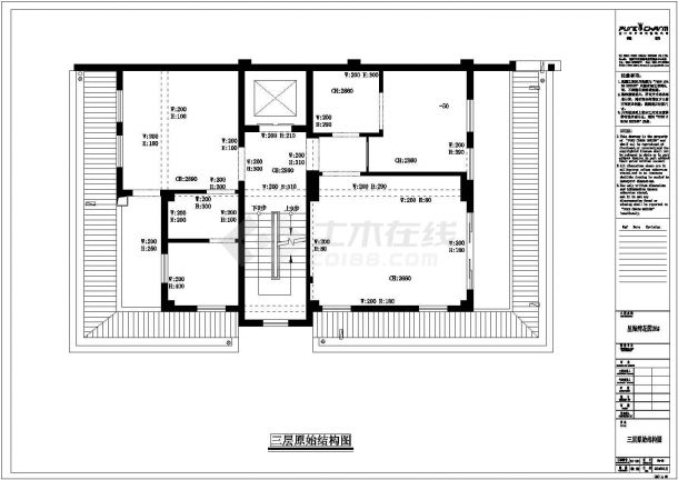 某小区三层建筑设计图CAD图纸-图一