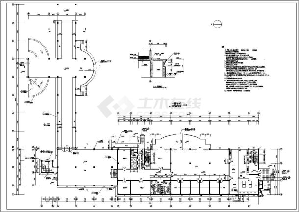 某六层框架结构度假中心大楼设计cad全套建筑施工图（甲级院设计）-图二