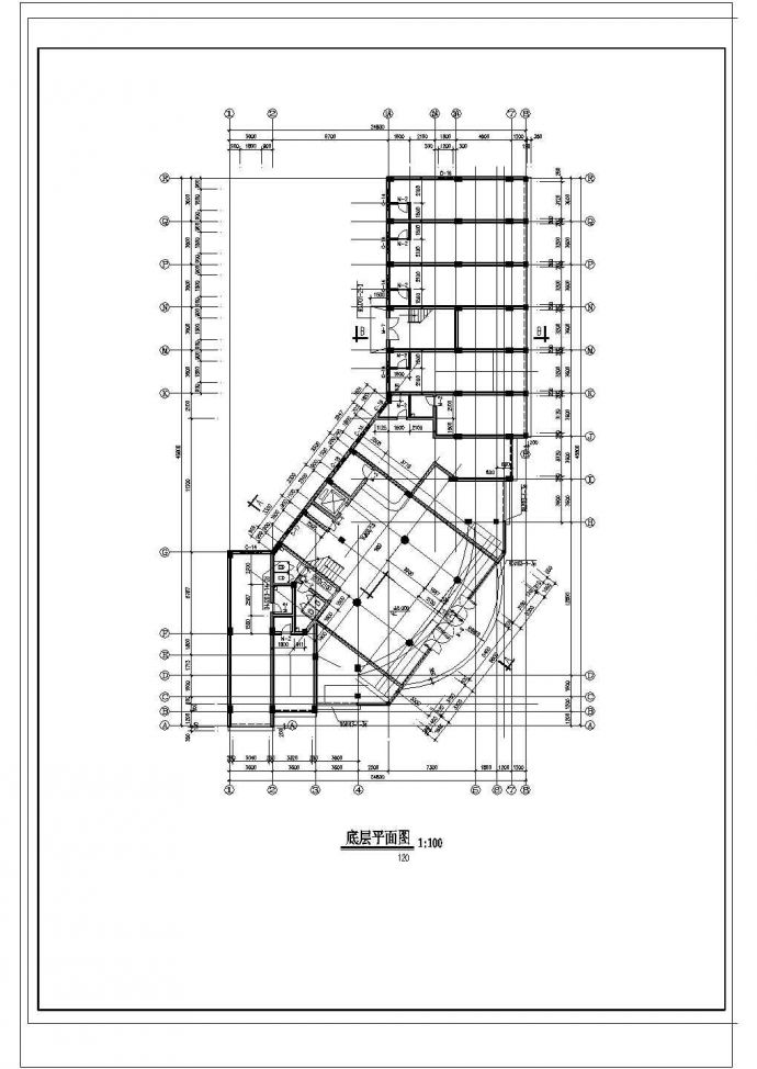 某地区会所建建筑方案设计cad基础平面图_图1