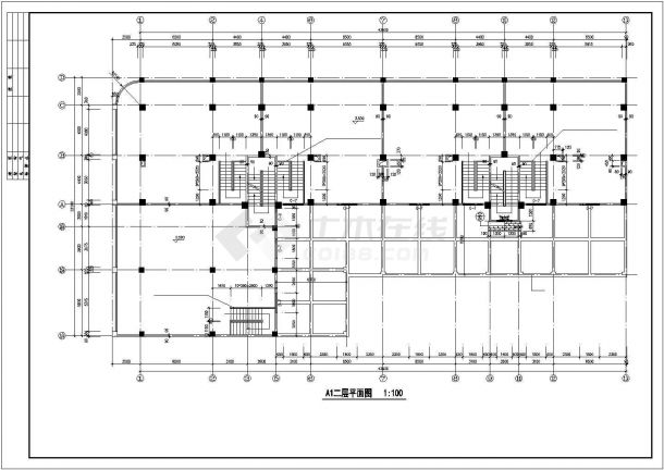 济南市永昌花园小区7层框架结构商住楼建筑设计CAD图纸（1-2层商用）-图一