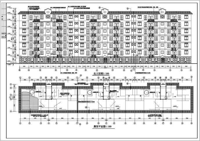 长沙市香雅花园小区6层砖混结构住宅楼建筑设计CAD图纸（含半地下室）_图1