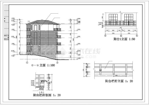 某小型公寓（四层框架结构，2873.6㎡）设计cad全套建筑施工方案图（含设计说明）-图一