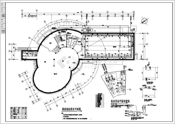 某会所内游泳池CAD设计图纸-图二