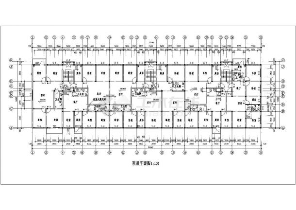 南京奥体花园小区6层砖混结构住宅楼全套平面设计CAD图纸（含阁楼）-图二