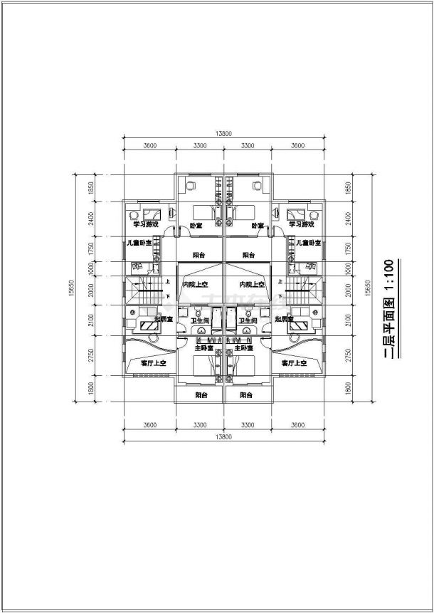 崇州市紫金园小区3层砖混结构双拼式别墅楼建筑设计CAD图纸（3套方案）-图二
