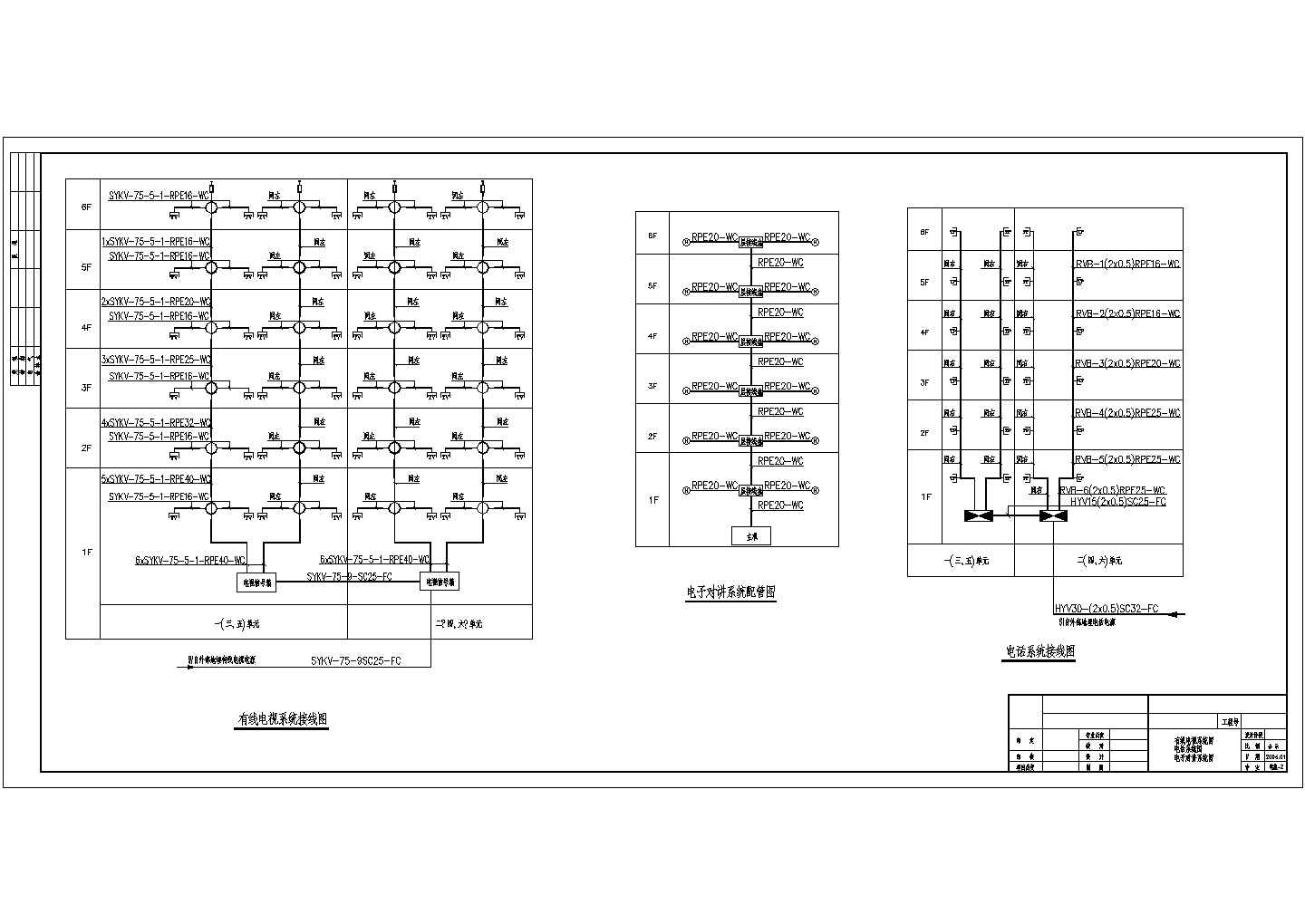 某小区住宅楼弱电CAD详细电气设计图