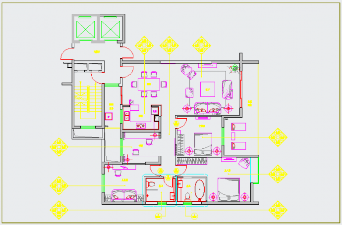 某样板房CAD节点设计完整平面图_图1