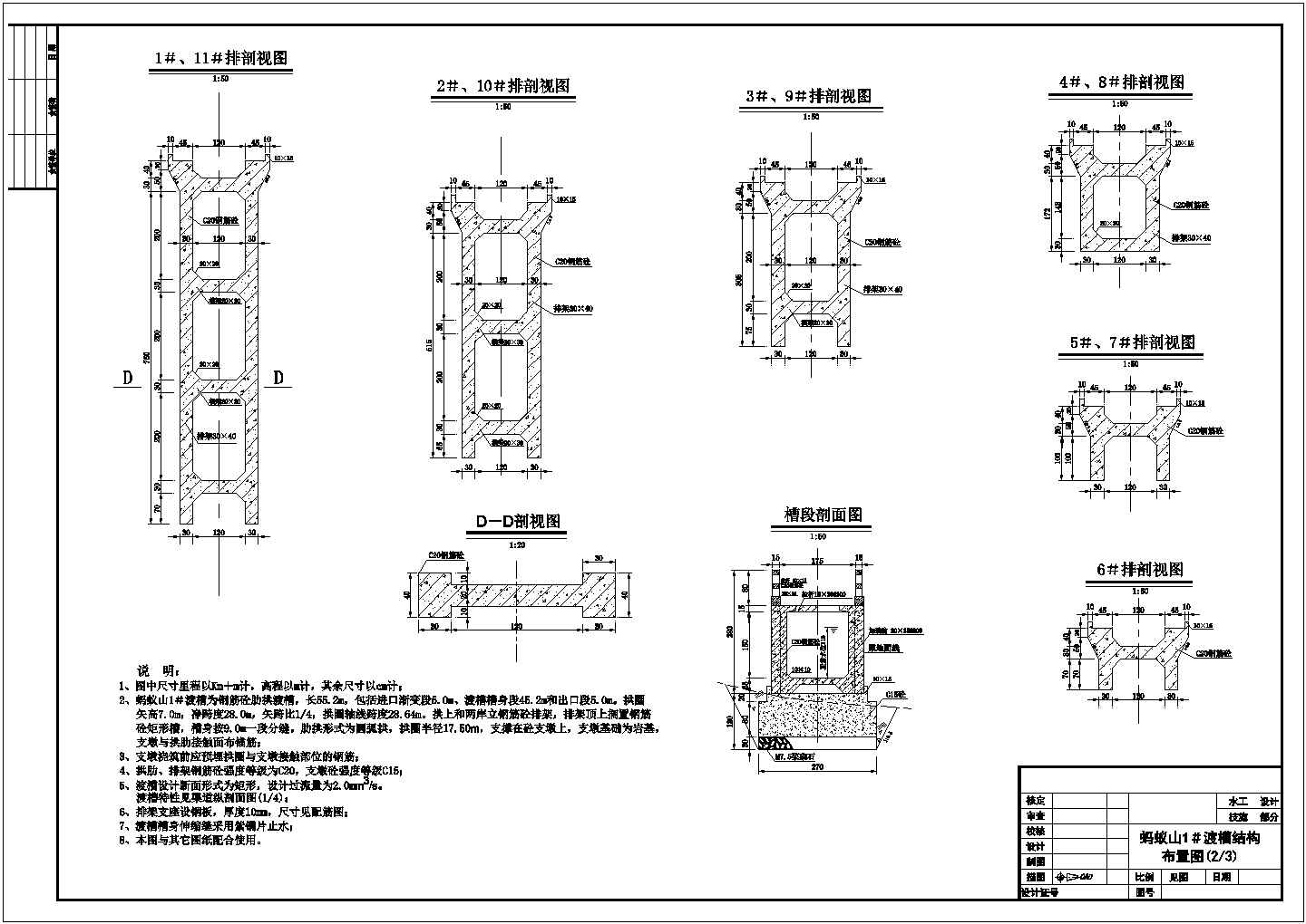 【精选】山区水利工程渡槽结构设计CAD图纸
