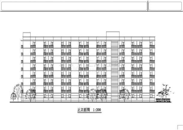 某8层中学生公寓楼建筑方案设计CAD图-图二