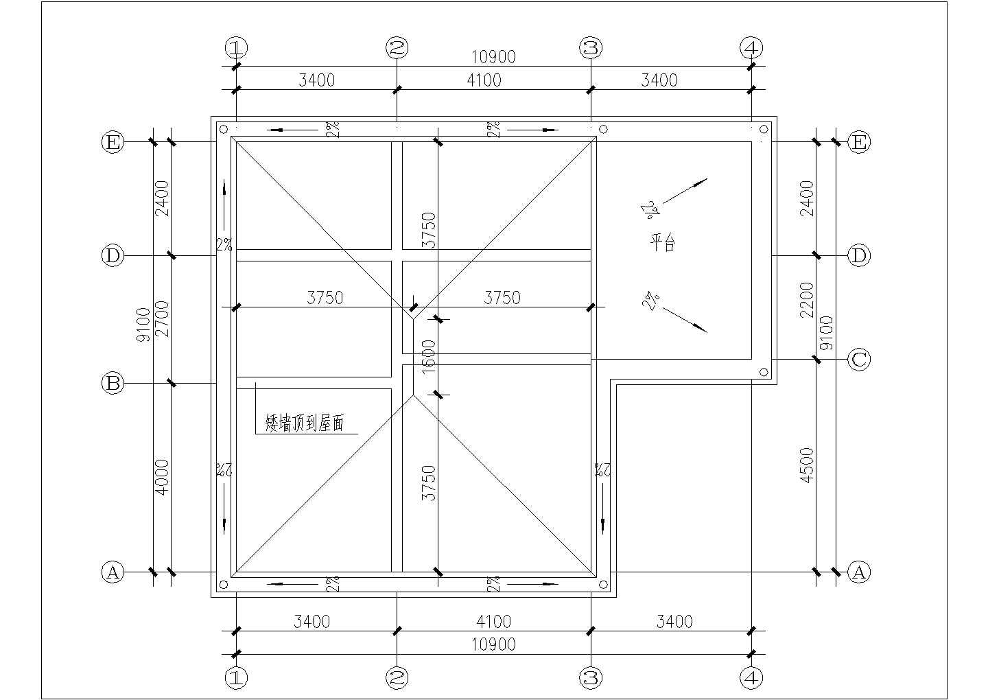 310平米3层砖混结构单体别墅建筑结构CAD设计图纸（含水电图）