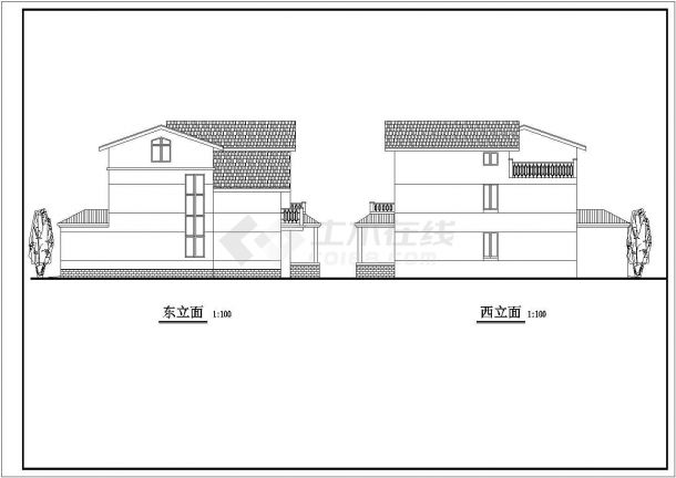 沈阳市某现代村镇270平米3层框混结构独院式单体别墅建筑设计CAD图纸-图一