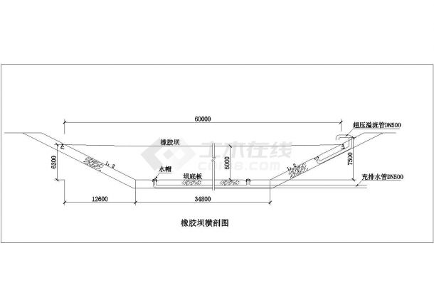 贵州橡胶坝建筑设计cad图纸-图一