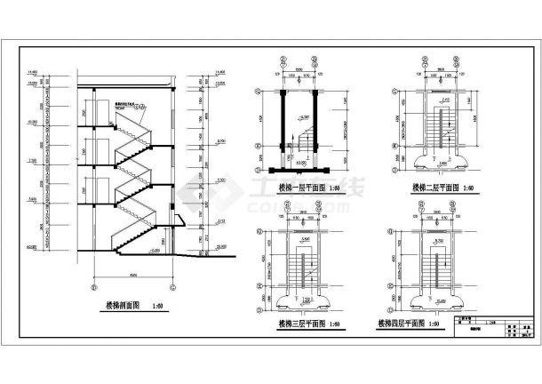 某小区四层商住楼施工设计全套CAD图-图二