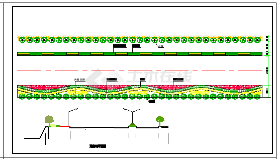 某城市道路绿化标段及横断面cad设计图纸-图一