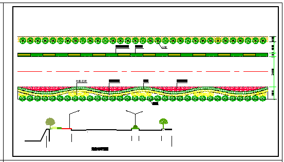 某城市道路绿化标段及横断面cad设计图纸_图1